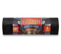 Мешок для мусора 240л рулон ПВД (110х115)-55 с завязками черный БРОНЯ 2-сл 138гРомашка (5шт)1/9 