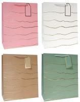 Пакет подарочный бумажный (26х32х12) с тиснением Пастельная волна 1/12