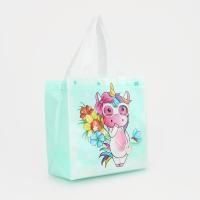 Сумка хозяйственная без молнии (23х22х11) Единорог бирюз ПВХ 1/12