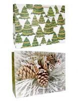 НГ Пакет подарочный бумажный (33,5х26х11) Шишки и елочки 1/20