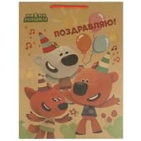 Пакет подарочный бумажный (33,5х45х10) крафт Поздравляю! Ми ми мишки 1/12