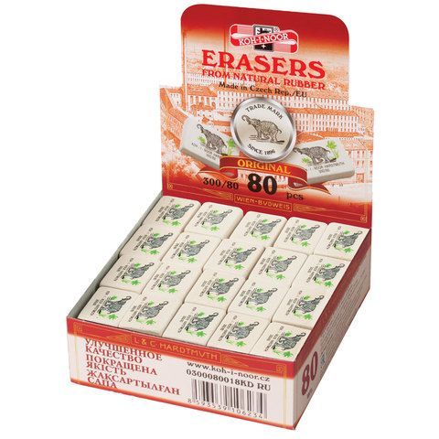 Ластик 26х18,5х8мм натуральный каучук Слон KOH-I-NOOR 1/80/640