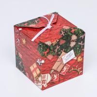 НГ Подарочная коробка 14х14х14см Радость зимнего утра 1/10/300