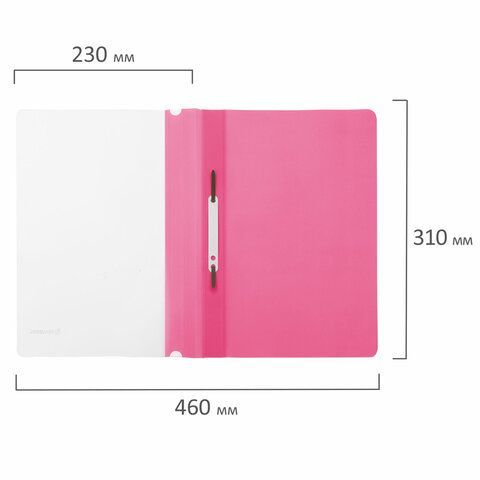 Папка скоросшивательс прозр верхн лист BRAUBERG А4 130/180мкм розовый 1/25/400