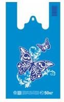 Пакет Майка ПНД (30+15)х54-25 Бабочки синий Д 100/1000