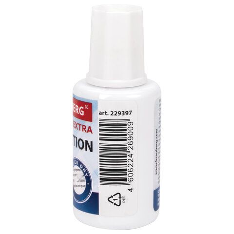 Корректирующая жидкость штрих 20мл флакон с кисточкой быстросохнущая EXTRA BRAUBERG 1/10 (Клиент)