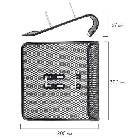 Подставка для календаря 57х200х200мм большая металлическая черная Germanium Brauberg 1/6/48