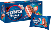 Продукты, Печенье Tondi choco Pie печенье-сэндвич клубничный 180 г 6шт 1/16