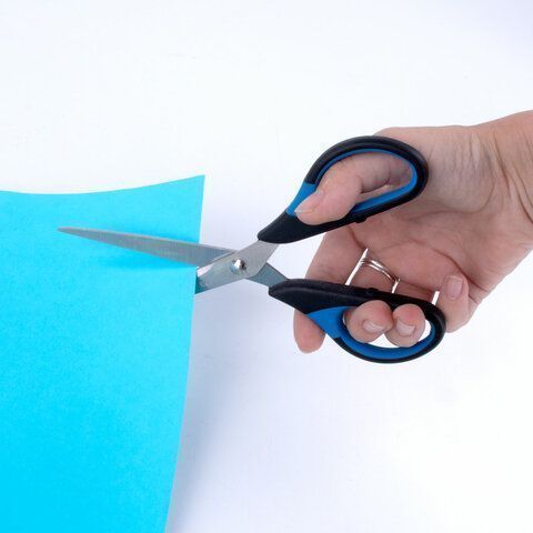 Ножницы 170мм метал черно-синие вставки европодвес Office-Expert Brauberg 1/12 (клиент)