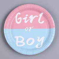 Тарелка картон с рисунком набор 6шт d-180 Гендер пати 1/530