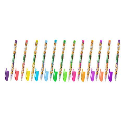 Набор гелевых ручек 12цв узел 1мм линия 0,7мм неон BRAUBERG KIDS CUTE ANIMALS 1/12