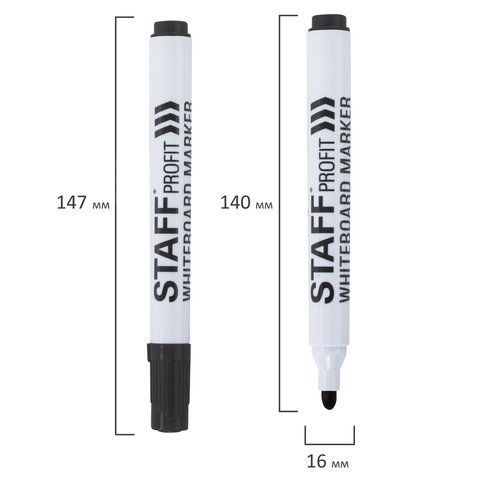 Маркер для доски черный 2,5мм круглый наконечник STAFF PROFIT 1/12