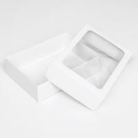 Коробка с окном 250х180х65мм картонная белая 1/5/600