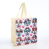 Сумка хозяйственная без молнии (25х23х12) Собаки бежевая ПВХ 1/12/600