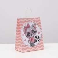 Пакет подарочный бумажный (22х12х27) крафт Еноты 10/300