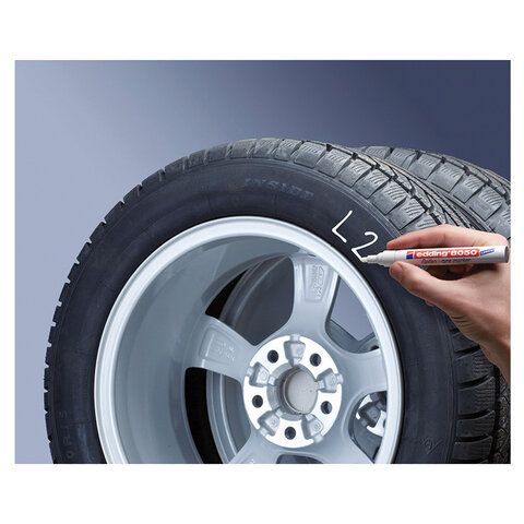 Маркер для шин и резины белый 2-4мм круглый наконечник Е-8050/49 EDDING 1/10