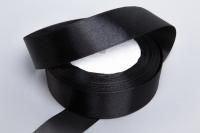 Лента атласная 25мм 25м черная 1/5