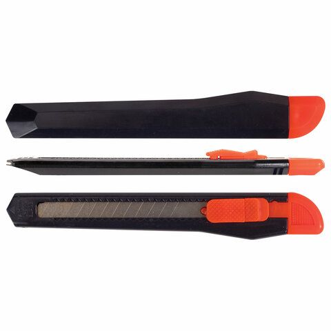 Нож канцелярский 9мм фиксатор цвет ассорти упаковка с европодвесом STAFF 1/12/60