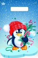 НГ Пакет с вырубной ручкой (20х30)-30 Пингвин на льдине ТИКО 100/3000