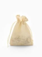 Подарочный мешок лен 9х12см бежевый 1/50
