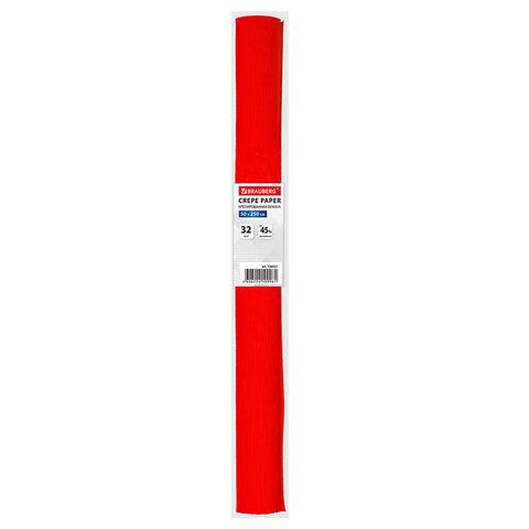 Бумага гофрированная креповая 50см х2,5м красная BRAUBERG  32г/м 1/10/200