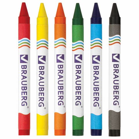 Карандаши восковые 06цв BRAUBERG 1/48/288