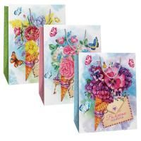 Пакет подарочный бумажный (14х20х7) ламинир Микс 1 1/360