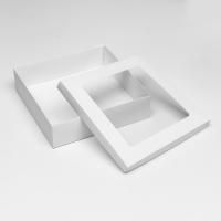 Коробка с окном 300х300х80мм картонная белая 1/5/140