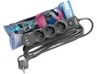 Удлинитель сетевой 3м 3 розетки 10А USB черный Космос (ПЭТ) 1/1
