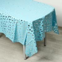 Скатерть нетканный материал 137х183см Звезды голубая 1/800