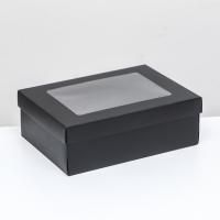 Коробка с окном 210х150х70мм картонная черная 5/250