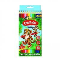Карандаши цветные 12цв шестигранные дерево Creativiki  1/12/240