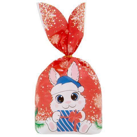 НГ Пакет подарочный (13,8х23) с ушками с зажимами полиэтилен 1/35