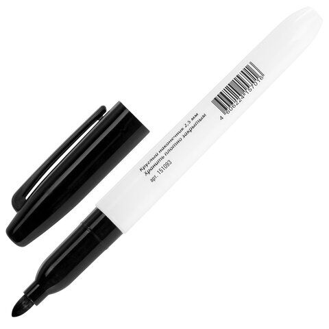 Маркер для доски черный 2,5мм тонкий корпус круглый наконечник STAFF 1/12