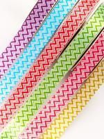 Лента упаковочная 1,2см х 5м, цвета МИКС зигзаг 1/6