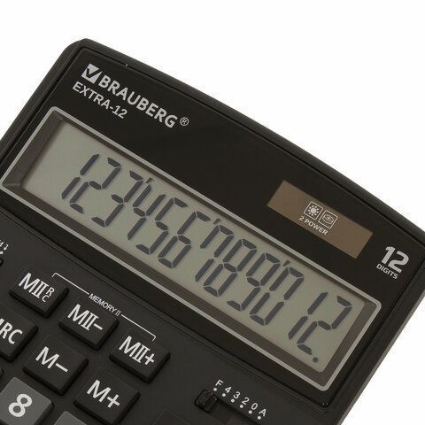 Калькулятор настольный BRAUBERG EXTRA-12-BK (206x155мм) 12 разрядов двойное питание 1/20