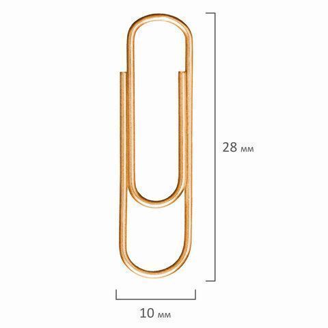 Скрепки 28мм 100шт золотистые BRAUBERG 1/10/300 (клиент)