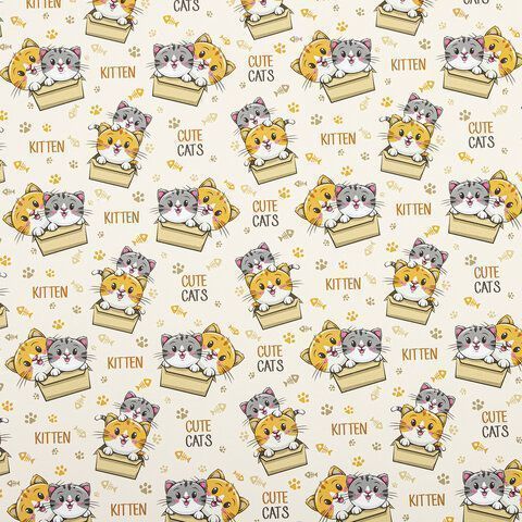 Бумага упаковочная 70х100см ЗОЛОТАЯ СКАЗКА Funny Animals ассорти 1/50