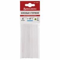 Клеевые стержни диаметр 7 мм длина 100 мм белые комплект 6 шт BRAUBERG 1/200