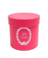 Коробка шляпная 11,5х12см матовая с тиснением малиновая 1/5 Коробка шляпная 11,5х12см матовая с тиснением малиновая 1/5