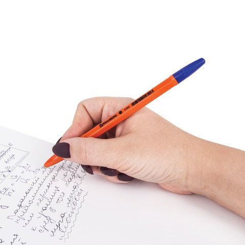 Ручка шариковая синяя узел 0,7мм линия 0,35мм корпус оранж BRAUBERG X-333 Orange 1/50/1000