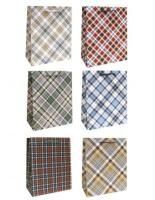 Пакет подарочный бумажный (14х20х7) ламинир Клеточка 1/20