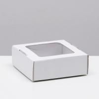 Подарочная коробка 16х16х6см белая крафт 5/5