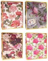 Пакет подарочный бумажный (26х32х10) с тиснением Пионы и розы 1/12