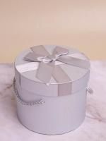 Подарочная коробка круглая 13,5х13,5х11см Звездные лучи серебро 1/1