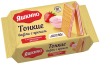Продукты, Яшкино Вафли тонкие с клубнич кремом 144г 1/26