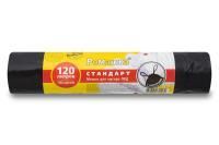Мешок для мусора 120л рулон ПВД (70х110)-30 с завязками черный СТАНДАРТ Ромашка (10шт) 1/12