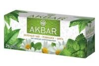 Продукты, Чай Акбар зеленый Ромашка-Мята 25 пак 1/1