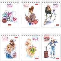 Блокнот 60л А7 75х105мм клетка гребень картон Хатбер Happy time 1/78