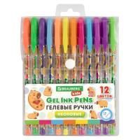 Набор гелевых ручек 12цв узел 1мм линия 0,7мм неон BRAUBERG KIDS CUTE ANIMALS 1/12